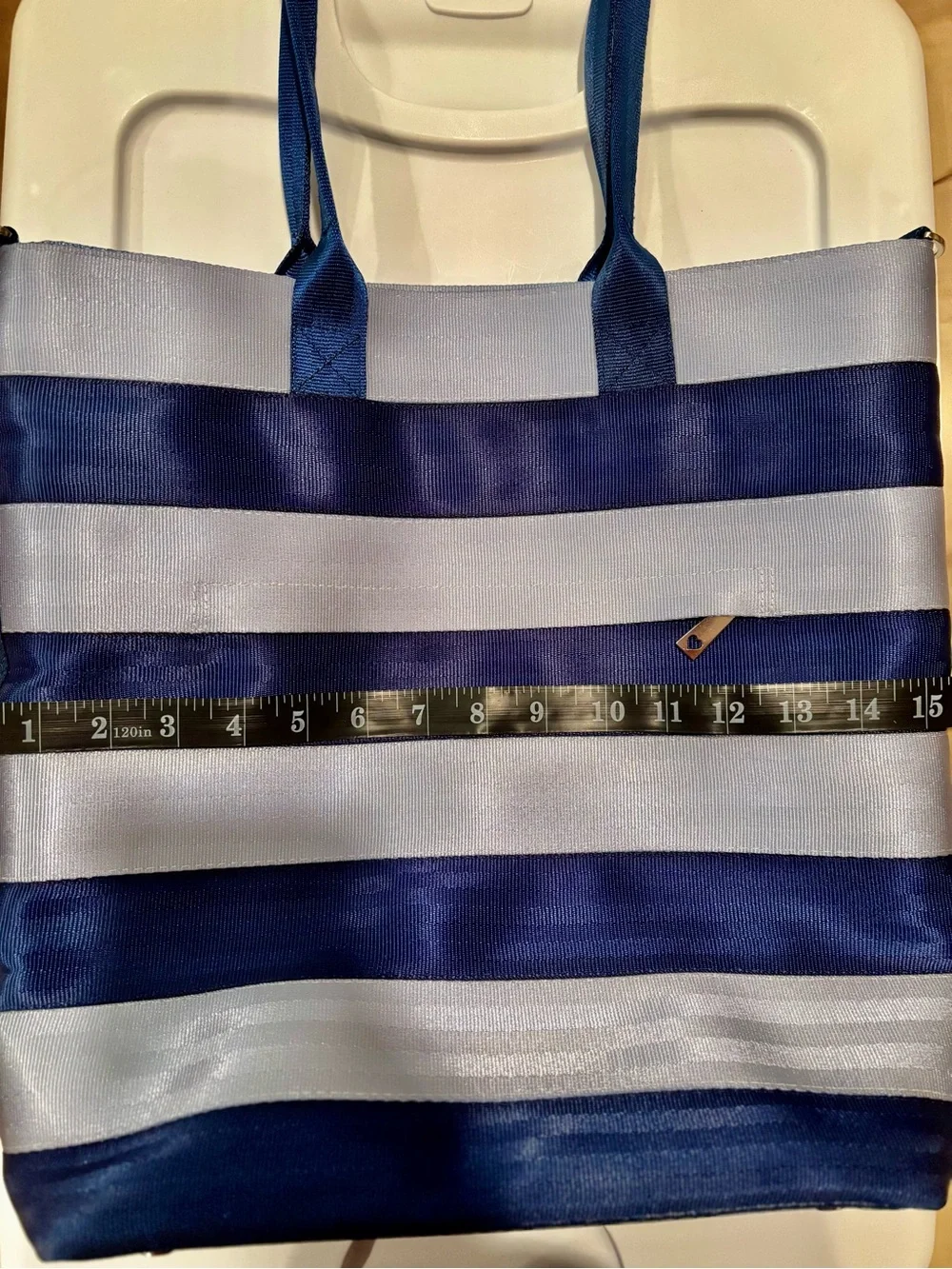 Harveys Legacy Collection Sea Cycle Resort Tote / recycled denim and navy / EUC